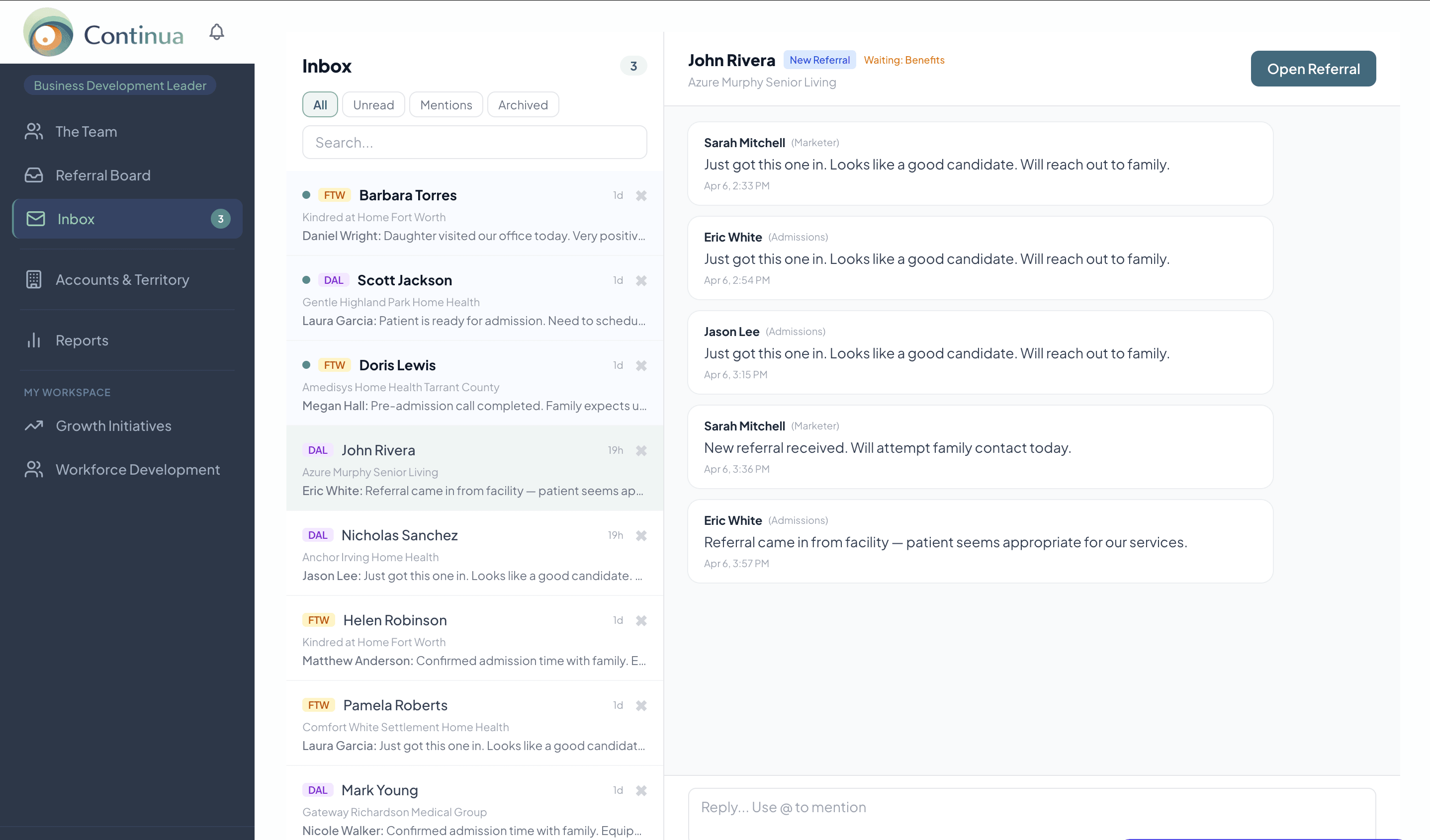 Unified Inbox — one place for all communication