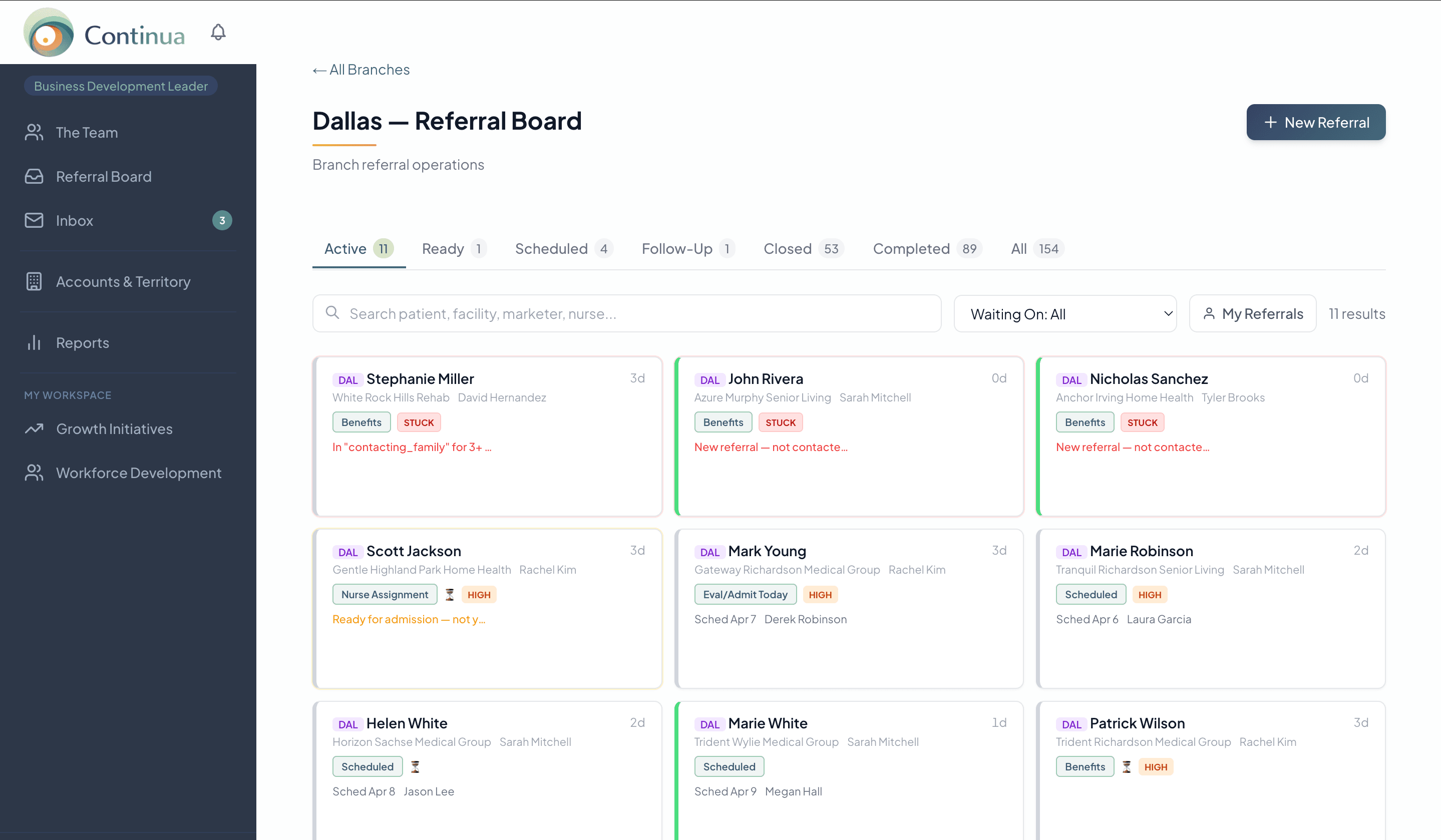 Referral Board — shared visibility across teams